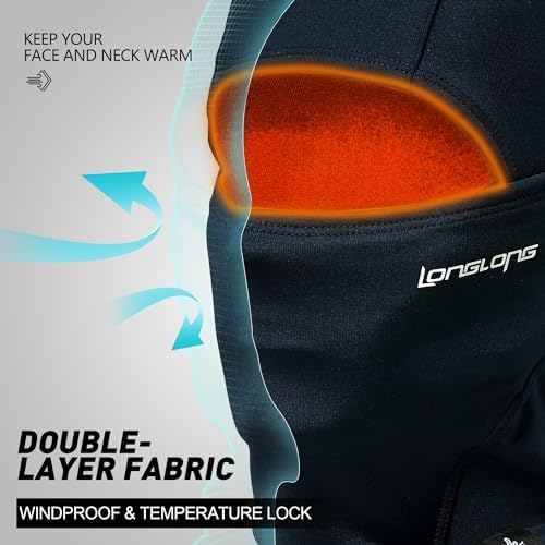 LONGLONG Balaclava Ski Mask Double-Layer Full Face Mask for Skiing Snowboarding