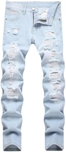 Mens Slim Fit Distressed Denim Jeans