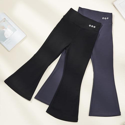 Girls Flared Leggings Elastic High Waisted Slim Cotton Bell Bottom Pants Kids Yoga