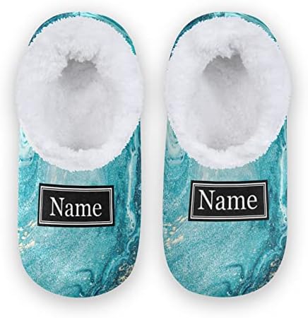 Custom Ocean Gold Marble Kids House Slippers