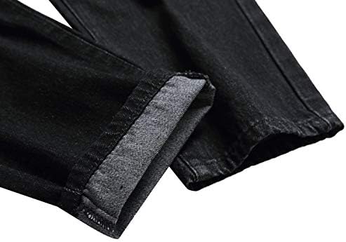 QIMYUM Mens Ripped Jeans Slim Fit Straight Leg Denim Pants