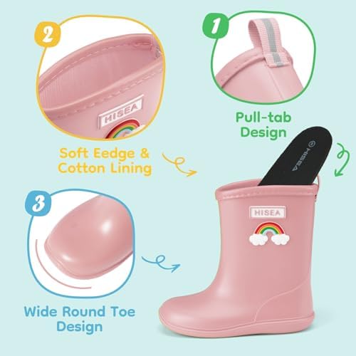 HISEA Toddler Rain Boots waterproof