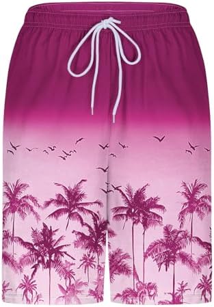 Mens Hawaiian Print Board Shorts