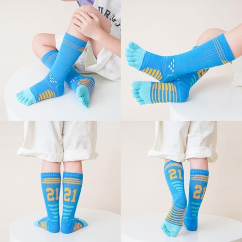 Pursuestar 2 Pairs Five Finger Toe Socks for Kids 6-15 Years