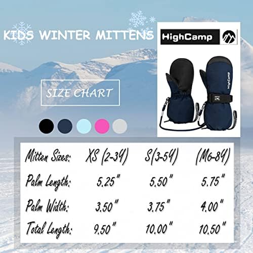 HIGHCAMP Kids WaterproofWinter Ski Mittens