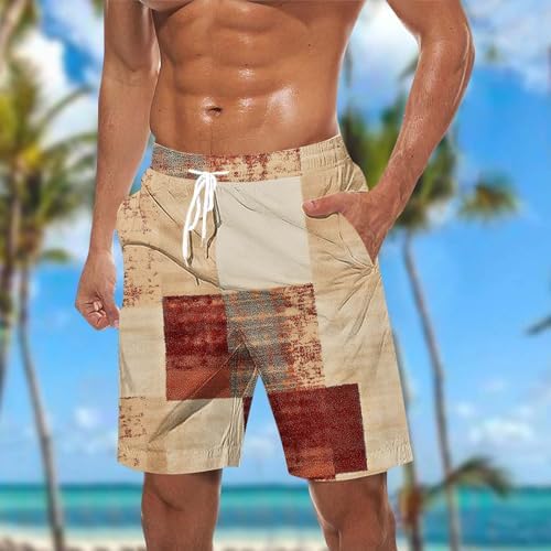 Generic Retro Plaid Beach Shorts for Men