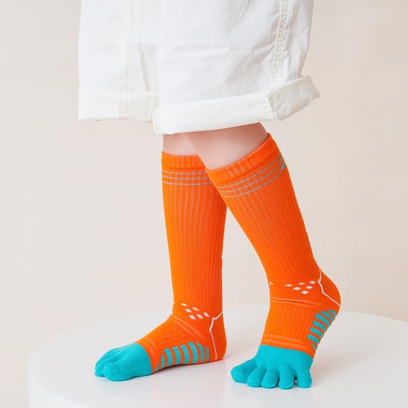 Pursuestar 2 Pairs Five Finger Toe Socks for Kids 6-15 Years