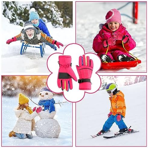 Lyxbone Kids Snow Gloves Girls Winter Waterproof Mittens