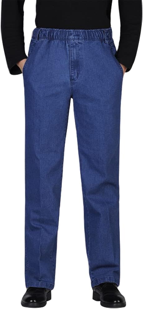 IDEALSANXUN Mens Elastic Waist Denim Pants