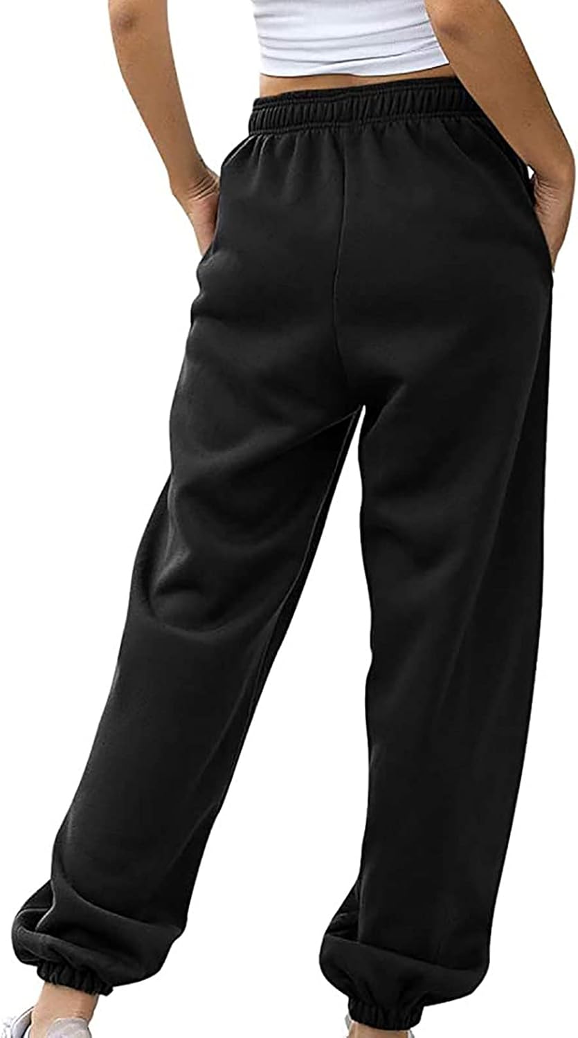 Womens High Waisted Fleece Sweatpants with Pockets