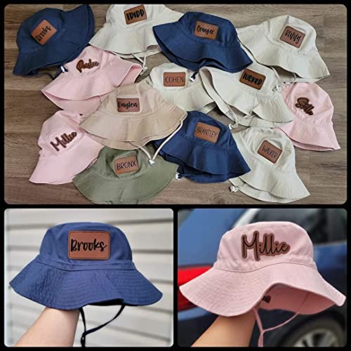 Adjustable YouthPersonalized LeatherPatchBucketHat - Baby Pink