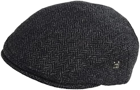 Headchange Made in USA 100 Wool Newsboy Cap Black Herringbone