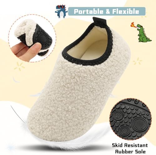 QFH Winter Toddler Slippers Soft Faux Fur
