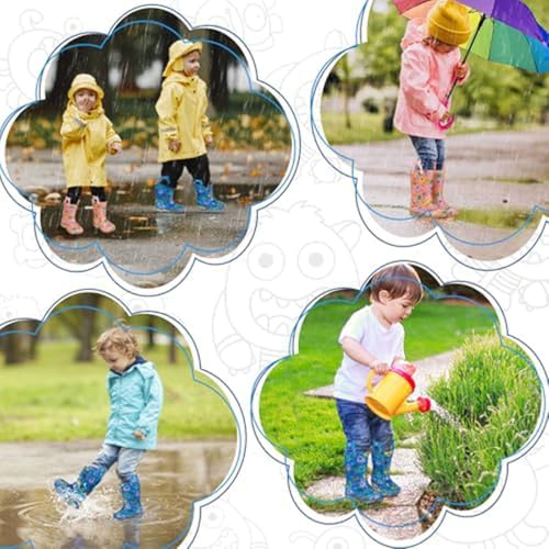 JSLOVE Fun Little Monster Print Light-Up Waterproof Rain Boots for Kids