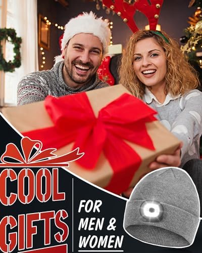 Beanie Headlamp - Unisex Winter LED Cap with USB Rechargeable Light