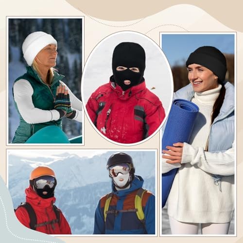 Warm Fashionable 2-Piece Ski Mask Set - Mens Womens Balaclava for Skiing Cycling
