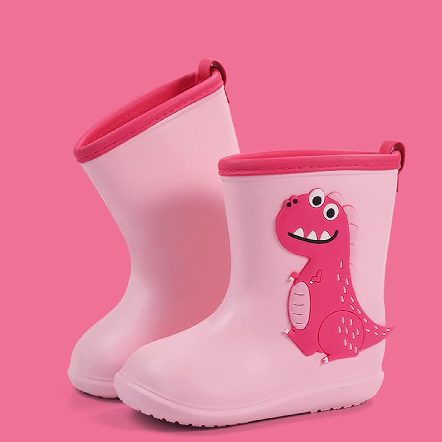 Waterproof Dinosaur Pull-On Rain Boots for Toddler Boys and Girls