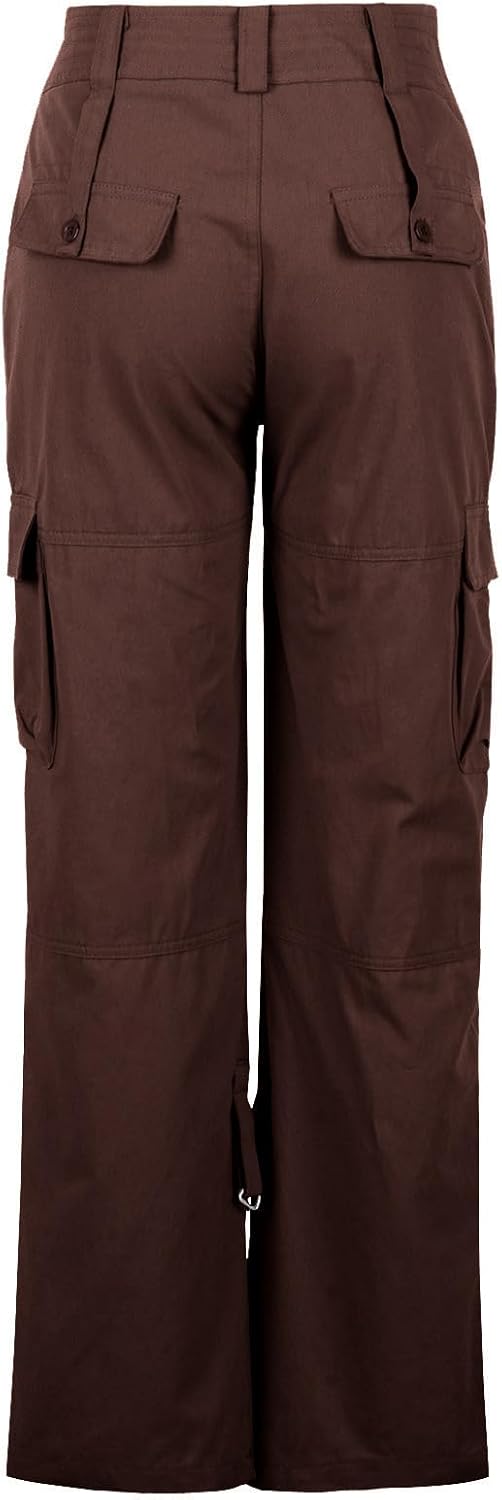 Uillui Trendy Y2K Hiking Cargo Pants Womens High Waist Parachute Double