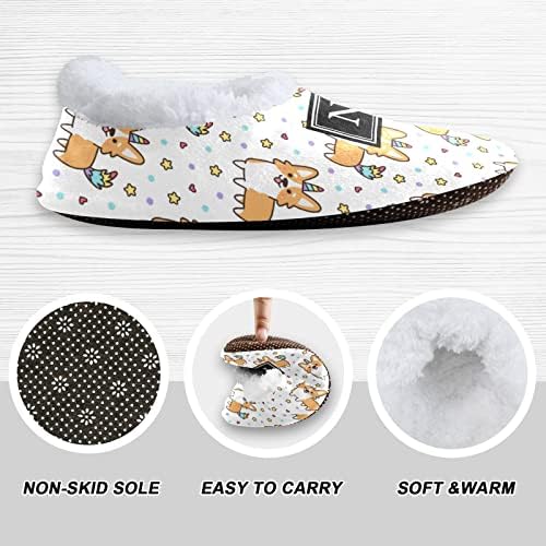 Pigsaly Custom Unicorn Welsh Corgi Star Kids Fuzzy Slippers