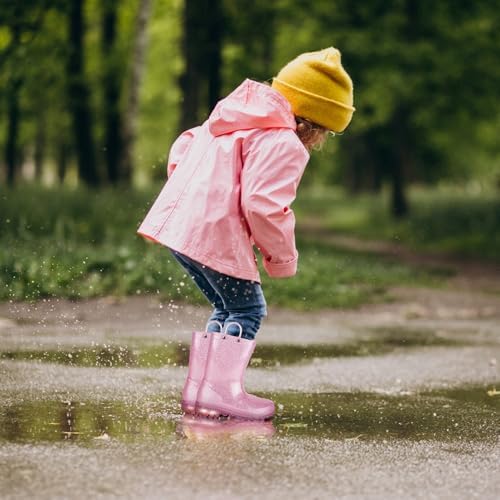 GAWBAW Toddler Rain Boots Light-Up Heels Waterproof Easy On