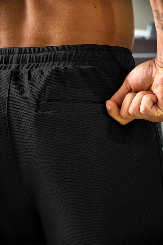 JMIERR Mens Waffle Sweat Shorts with Elastic Waist and Drawstring