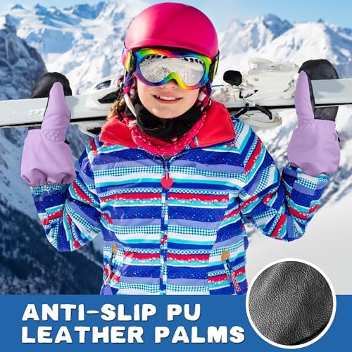 MCTi Kids Waterproof Ski Mitten - Sherpa Lined with String