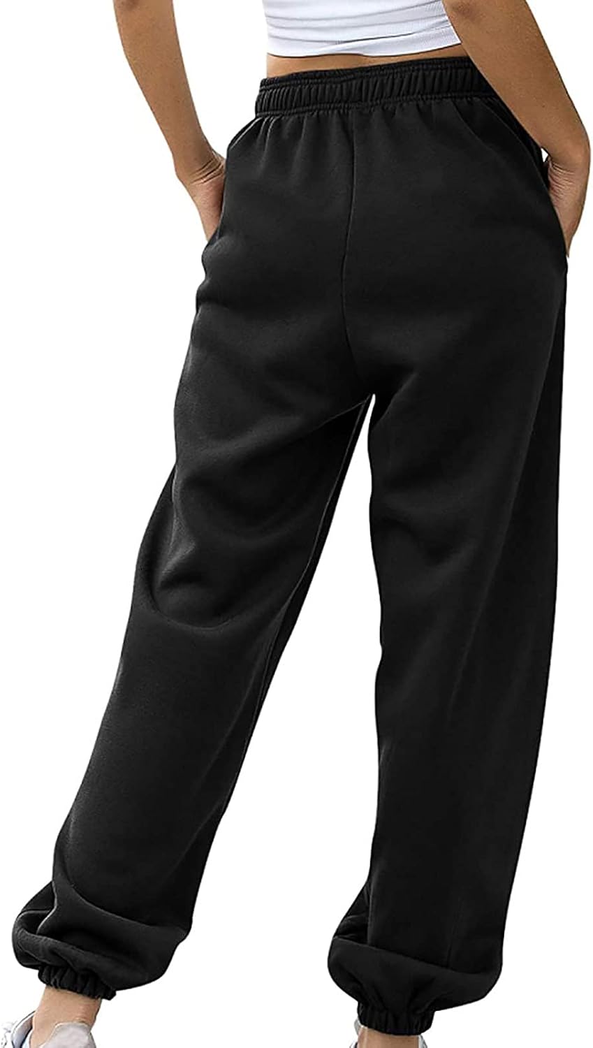 Womens High Waisted Fleece Sweatpants with Pockets