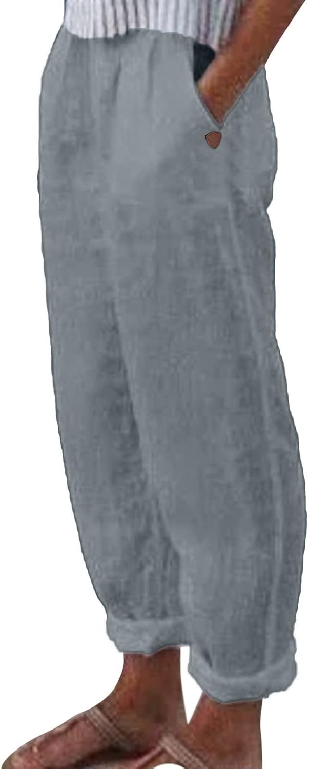 Summer High Waist Linen Palazzo Pants