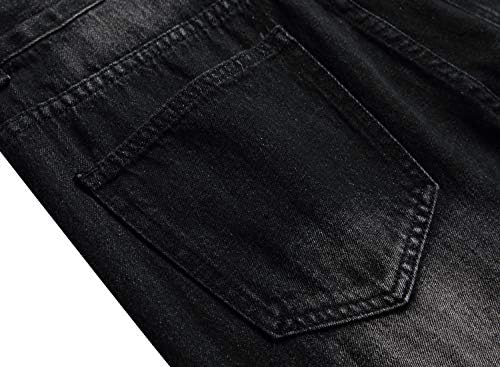 QIMYUM Mens Ripped Jeans Slim Fit Straight Leg Denim Pants