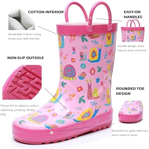 Waterproof Kids Rain Boots Fun and Easy to Wear