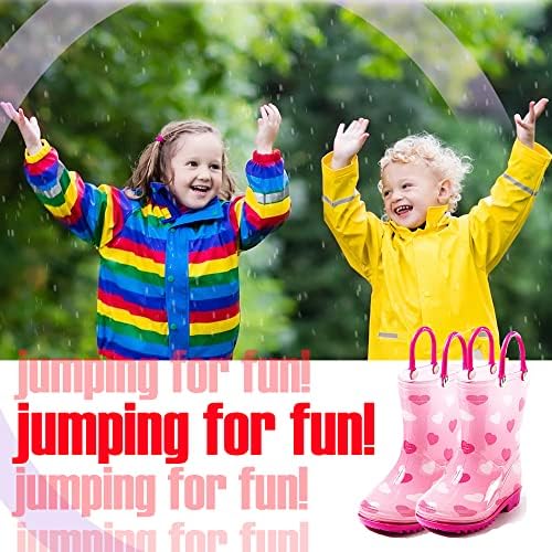 Puddle Play Rain Boots Pink Heart Design for Toddlers - Lightweight Waterproof