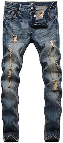 ZLZ Ripped Slim Fit Jeans for Men