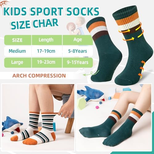 Eyean Kids Boys Basketball Sport Socks 6 Pairs