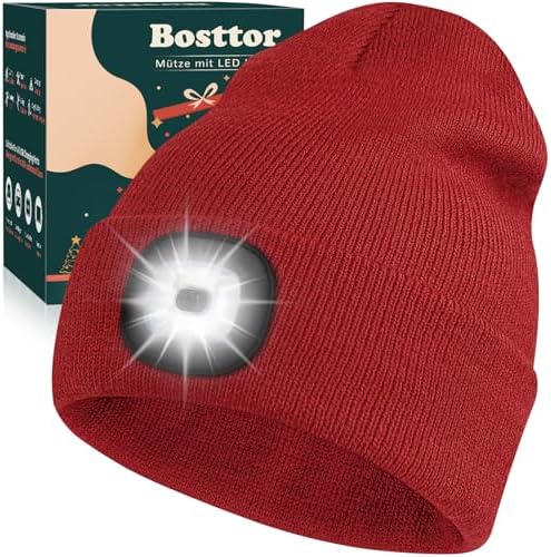 Bosttor LED Beanie Red Cozy Warm Rechargeable Perfect Tech Gift
