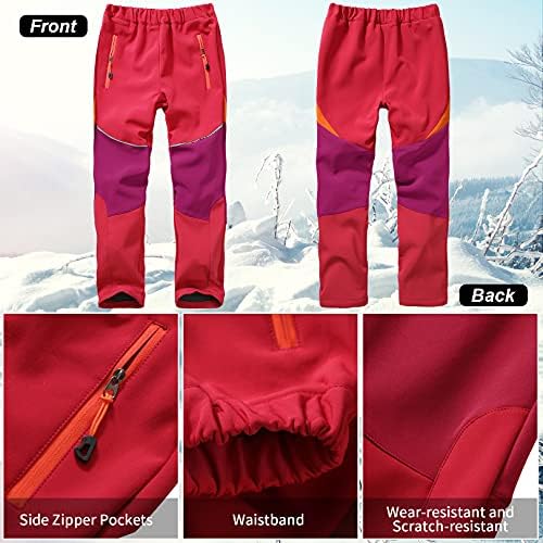 Toomett Kids Hiking Snow Pants Boys Girls Insulated Fleece-Lined Shell Pants