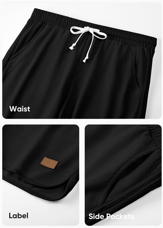 JMIERR Mens Waffle Sweat Shorts with Elastic Waist and Drawstring