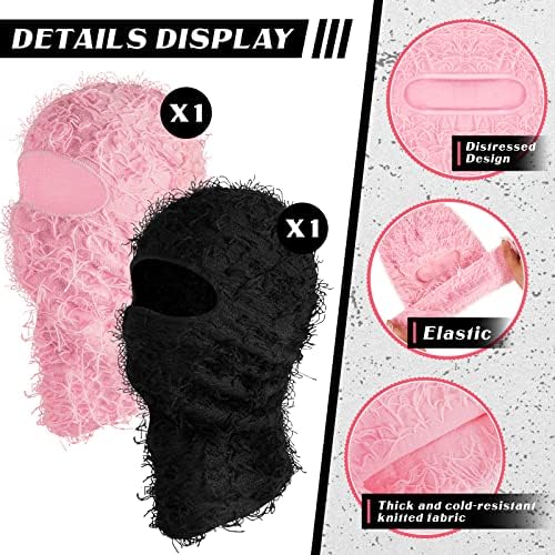 Newcotte 2-Pack Distressed Balaclava Ski Mask - Windproof Full Face