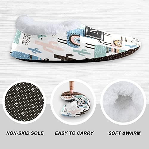Custom Cute Alpaca Llama Cactus Kids House Slippers