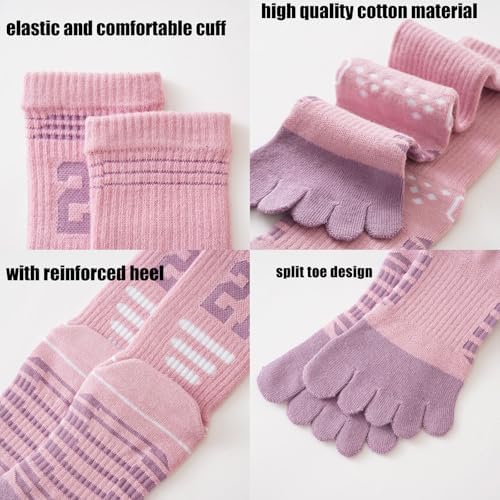 Pursuestar 2 Pairs Five Finger Toe Socks for Kids 6-15 Years
