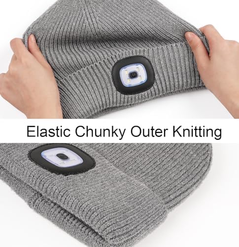 Melasa Winter Fleece Lined LED Beanie Warm Gift for Dad Husband Him