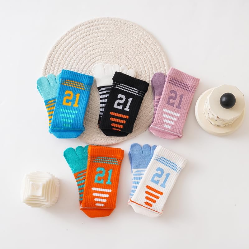Pursuestar 2 Pairs Five Finger Toe Socks for Kids 6-15 Years
