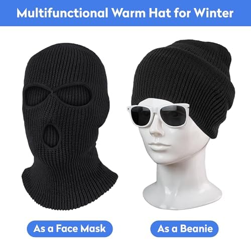 Warm 3-Hole Knitted Mask for Skiing and More