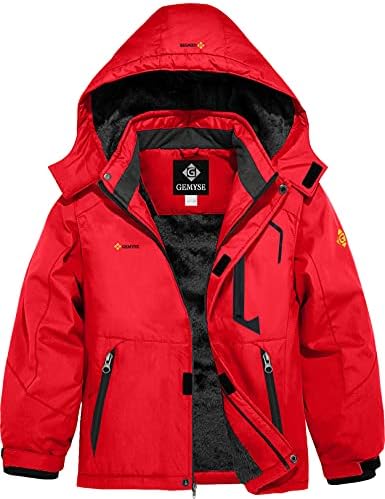 GEMYSE Boys Waterproof Ski Jacket with Hood and Pockets