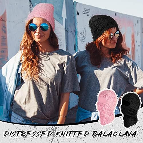 Newcotte 2-Pack Distressed Balaclava Ski Mask - Windproof Full Face