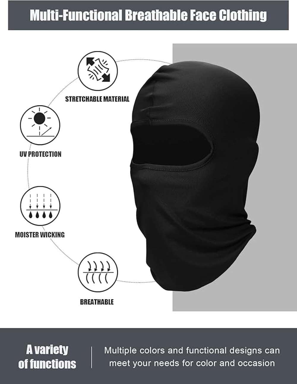 Echinodon Kids Balaclava Windproof Ski Mask UV Protection Full Head Mask
