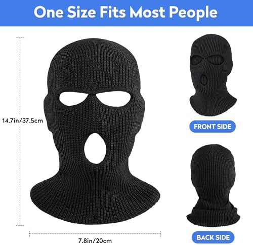 Warm 3-Hole Knitted Mask for Skiing and More