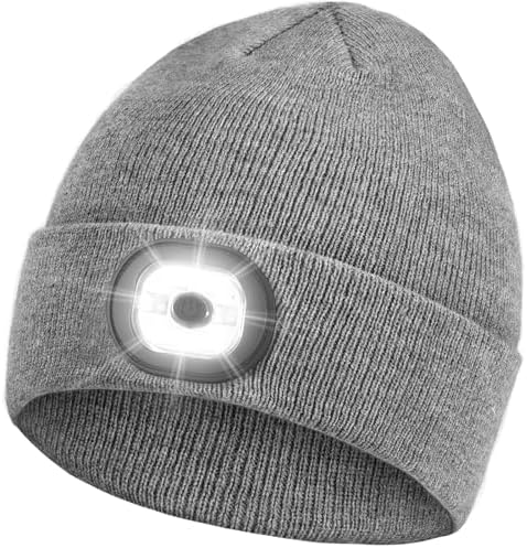 Beanie Headlamp - Unisex Winter LED Cap with USB Rechargeable Light