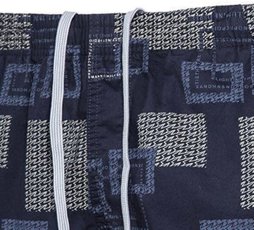 Mens Lightweight Cotton Plaid Bermuda Shorts with Elastic Waist