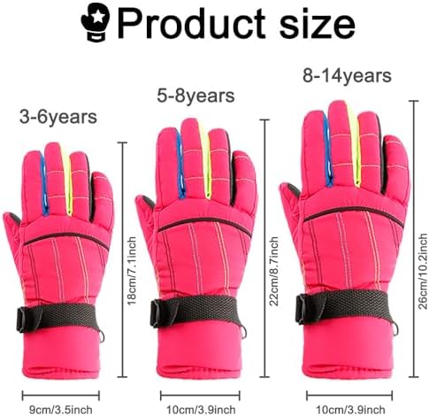 Lyxbone Kids Snow Gloves Girls Winter Waterproof Mittens