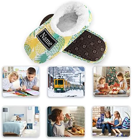 Pigsaly Custom Yellow Blue Pineapple Kids Slipper